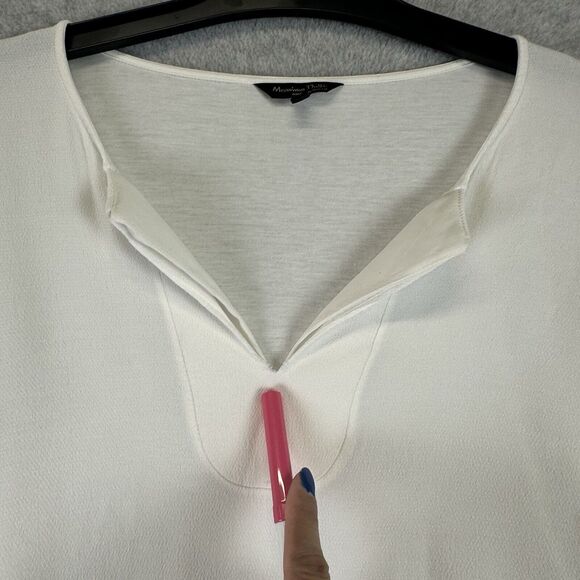Massimo Dutti Top Medium White Womens Blend Long Sleeve V-neck Casual‎ Pintuck - Picture 4 of 12